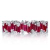 Rose Gold Plated Baguette Cut Ruby Eternity Wedding Band for Women, Sterling Silver