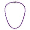 Amethyst Tennis Necklace - Sterling Silver Round Cut, 17-22 Inch