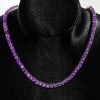 Amethyst Tennis Necklace - Sterling Silver Round Cut, 17-22 Inch