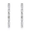 Baguette Cut Sterling Silver Hoop Earrings for Women | Rhodium Plated Hinged Closure