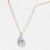 Pear Cut Solitaire Pendant Necklace - 18K Gold Plated Sterling Silver