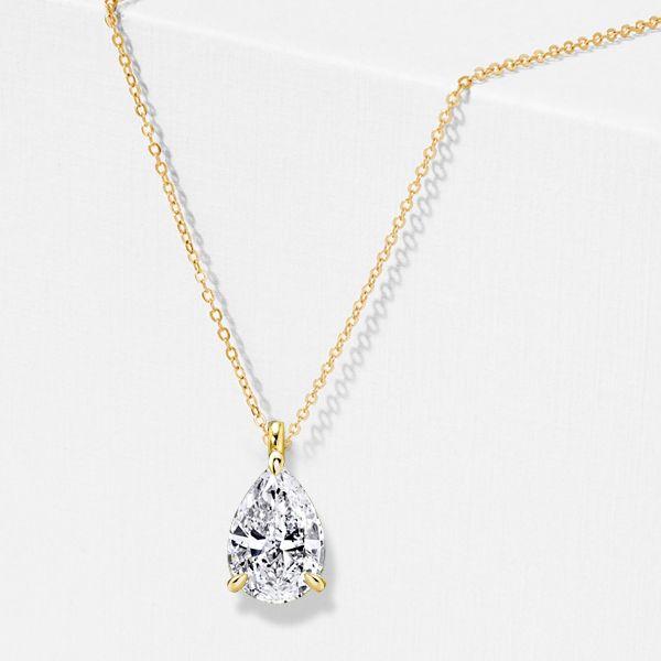 Pear Cut Solitaire Pendant Necklace - 18K Gold Plated Sterling Silver