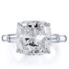 Three Stone Cushion Cut Engagement Ring in Sterling Silver with 5.62 CT Equivalent Center Stone