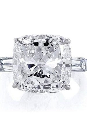 Three Stone Cushion Cut Engagement Ring in Sterling Silver with 5.62 CT Equivalent Center Stone