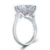 Three Stone Cushion Cut Engagement Ring in Sterling Silver with 5.62 CT Equivalent Center Stone