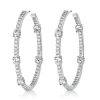 White Sapphire Hoop Earrings for Women - Sterling Silver Round Cut - 47mm