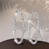 White Sapphire Hoop Earrings for Women - Sterling Silver Round Cut - 47mm