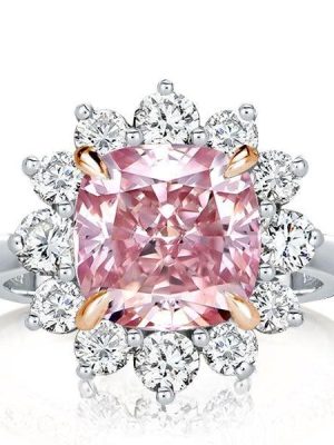 Two Tone Princess Cut Engagement Ring in Sterling Silver with High-Carat Stone