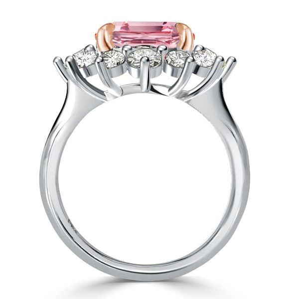 Two Tone Princess Cut Engagement Ring in Sterling Silver with High-Carat Stone