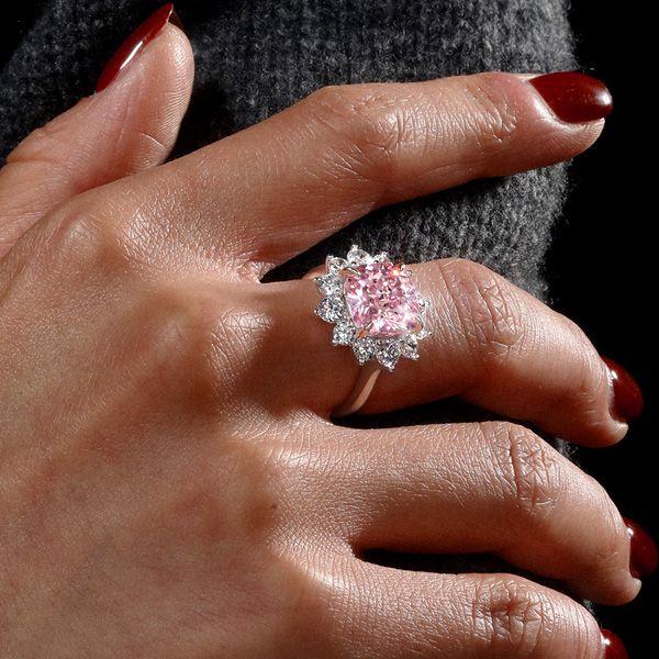 Two Tone Princess Cut Engagement Ring in Sterling Silver with High-Carat Stone