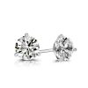 2.00 CT Round Cut White Sapphire Three Prong Stud Earrings in Sterling Silver