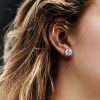 2.00 CT Round Cut White Sapphire Three Prong Stud Earrings in Sterling Silver