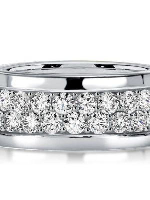 Micro Pave Cubic Zirconia Eternity Wedding Band in Sterling Silver
