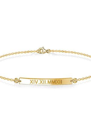Personalized Gold Bar Bracelet for Women - Dainty Engraved Bracelet