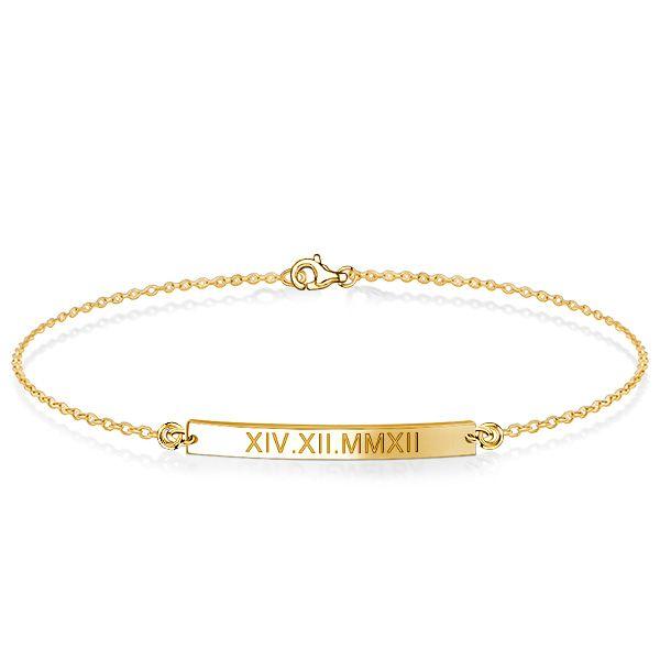 Personalized Gold Bar Bracelet for Women - Dainty Engraved Bracelet