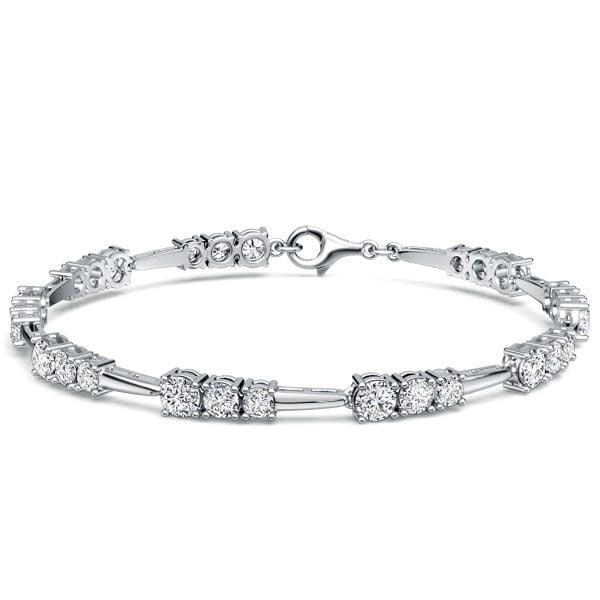 Sterling Silver Three Stone Round Cut Tennis Bracelet for Women with 4.68 CT. TW