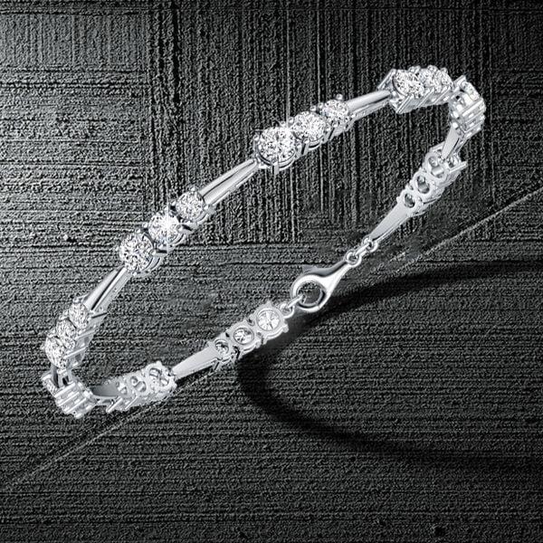Sterling Silver Three Stone Round Cut Tennis Bracelet for Women with 4.68 CT. TW