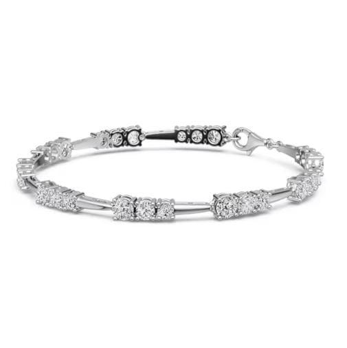 Sterling Silver Three Stone Round Cut Tennis Bracelet for Women with 4.68 CT. TW