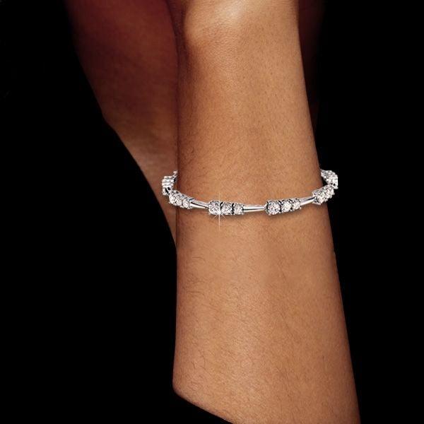 Sterling Silver Three Stone Round Cut Tennis Bracelet for Women with 4.68 CT. TW