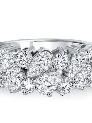 Round & Pear Half Eternity Band - 3.48 CT. TW. Sterling Silver Anniversary Ring