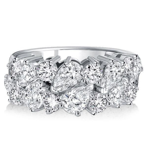 Round & Pear Half Eternity Band - 3.48 CT. TW. Sterling Silver Anniversary Ring