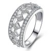 Sterling Silver Stacking Wedding Band with White Sapphire - Shining Star Design