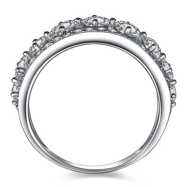 Sterling Silver Stacking Wedding Band with White Sapphire - Shining Star Design
