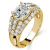 Cushion Cut Micro Pave Vintage Style Engagement Ring - 18K Gold Plated Sterling Silver