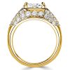 Cushion Cut Micro Pave Vintage Style Engagement Ring - 18K Gold Plated Sterling Silver