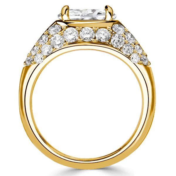 Cushion Cut Micro Pave Vintage Style Engagement Ring - 18K Gold Plated Sterling Silver