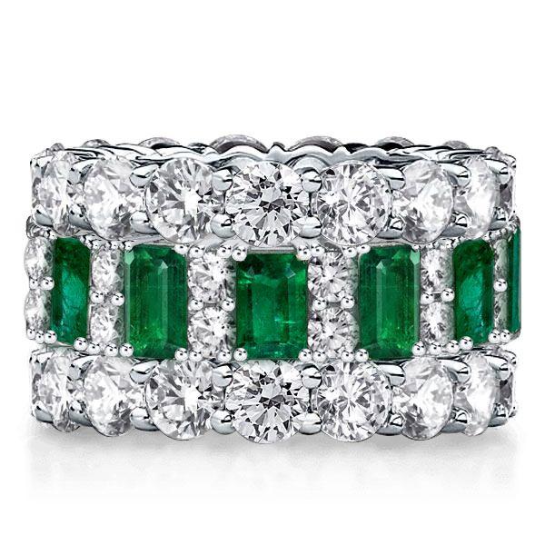 Emerald Green Sterling Silver Stackable Ring Set for Women - 13.44 CT. TW.