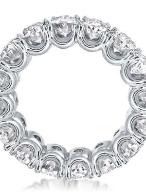 Eternity Round Simulated Diamond Wedding Band - 925 Sterling Silver