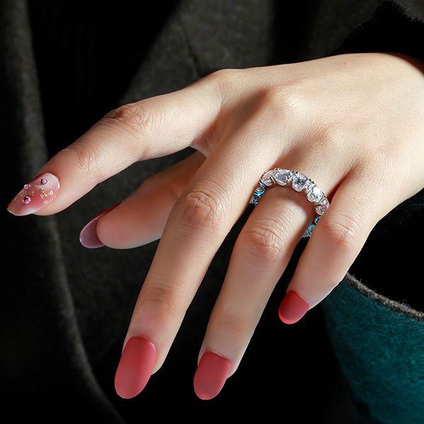 Eternity Round Simulated Diamond Wedding Band - 925 Sterling Silver