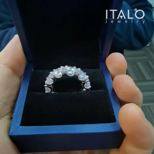 Eternity Round Simulated Diamond Wedding Band - 925 Sterling Silver