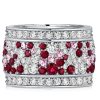 Ruby Eternity Band Ring - Sterling Silver Multi Row Wedding Band for Women
