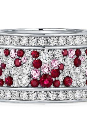 Ruby Eternity Band Ring - Sterling Silver Multi Row Wedding Band for Women