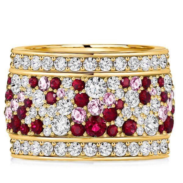 Ruby Eternity Band Ring - Sterling Silver Multi Row Wedding Band for Women