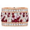 Ruby Eternity Band Ring - Sterling Silver Multi Row Wedding Band for Women