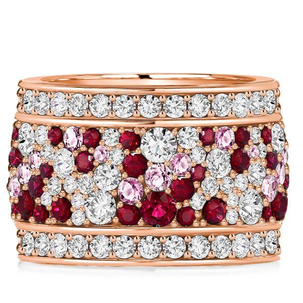 Ruby Eternity Band Ring - Sterling Silver Multi Row Wedding Band for Women