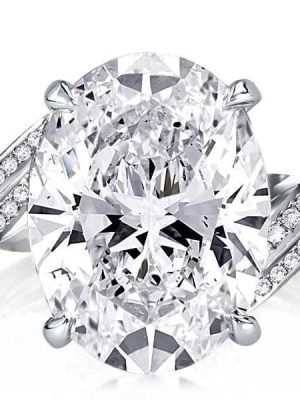 MV-821CF3A9ED5C-1 Oval Created White Sapphire Engagement Ring with Twist Shank Sterling Silver