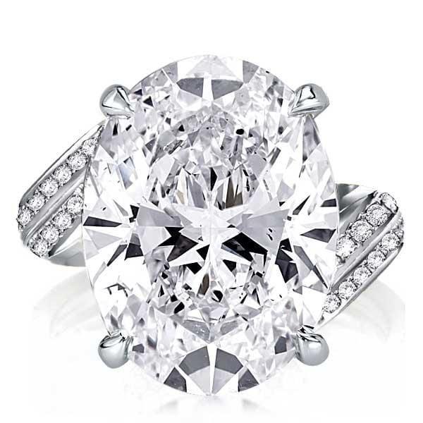 Oval Created White Sapphire Engagement Ring with Twist Shank Sterling Silver