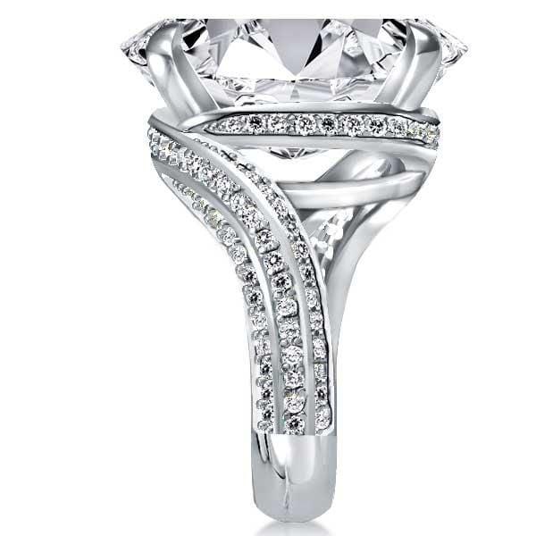 Oval Created White Sapphire Engagement Ring with Twist Shank Sterling Silver