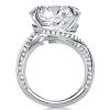 Oval Created White Sapphire Engagement Ring with Twist Shank Sterling Silver