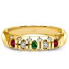 Vintage Ruby and Emerald Wedding Band Ring 18K Gold Plated Sterling Silver