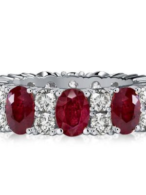 Oval Ruby Eternity Band in Sterling Silver - 5.94 CT. TW.