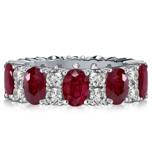 Oval Ruby Eternity Band in Sterling Silver - 5.94 CT. TW.
