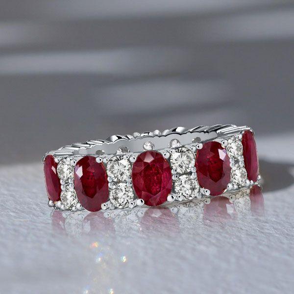 Oval Ruby Eternity Band in Sterling Silver - 5.94 CT. TW.