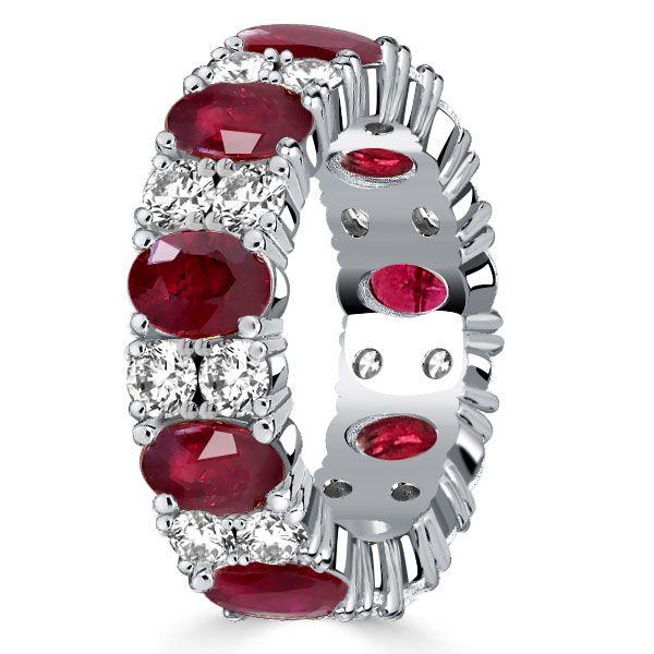 Oval Ruby Eternity Band in Sterling Silver - 5.94 CT. TW.
