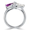 Twin Stone Amethyst Pear Engagement Ring - Sterling Silver