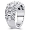 Triple Row Half Eternity Wedding Band - 925 Sterling Silver, 7.06 CT TW